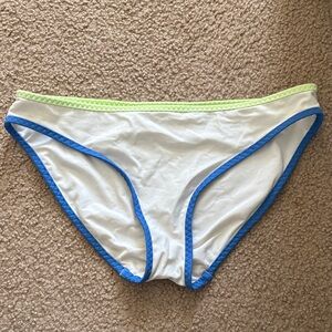 Aerie White Bikini Bottom with Blue and Green Trim